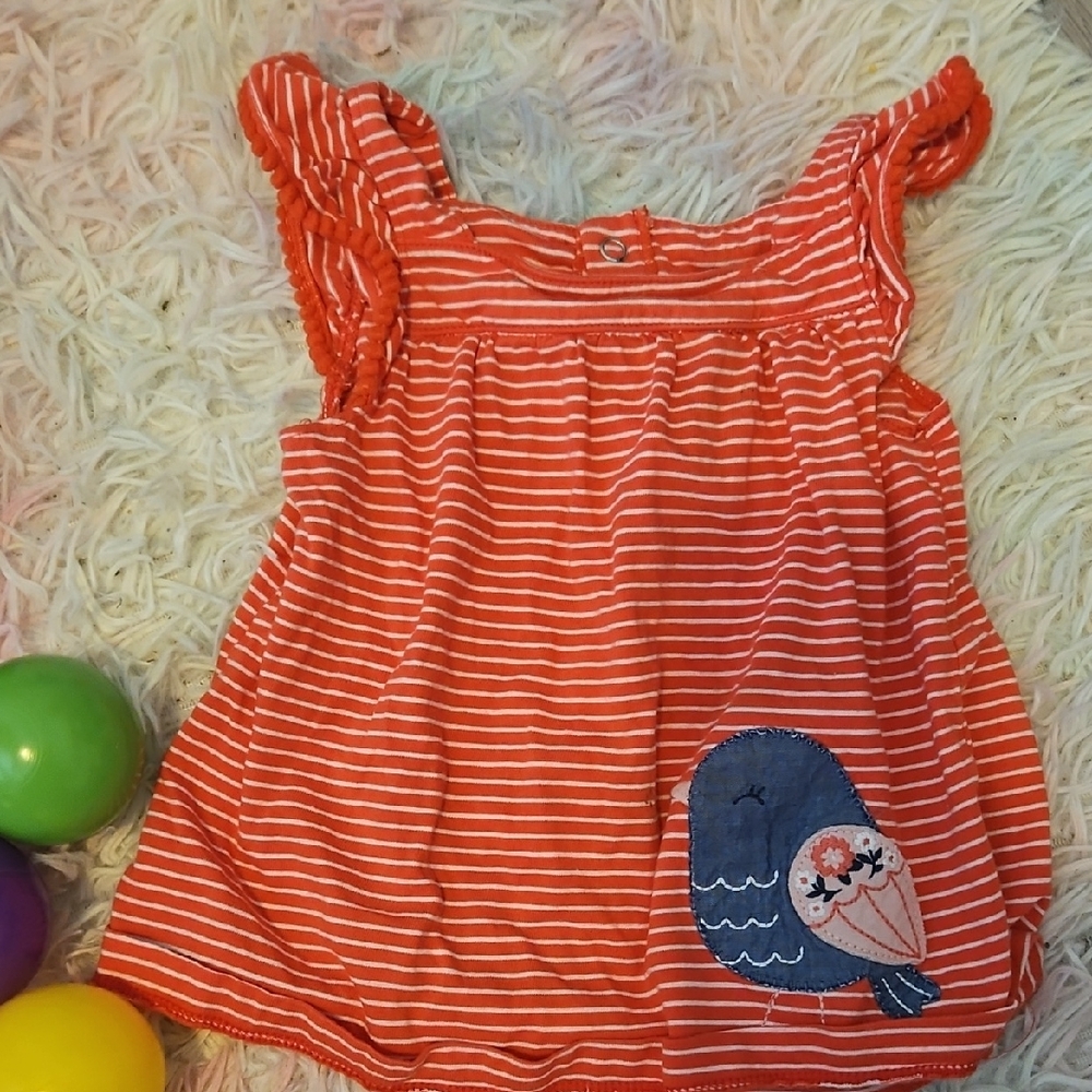 Simple Red Striped Kids Tank Top with Owl Design